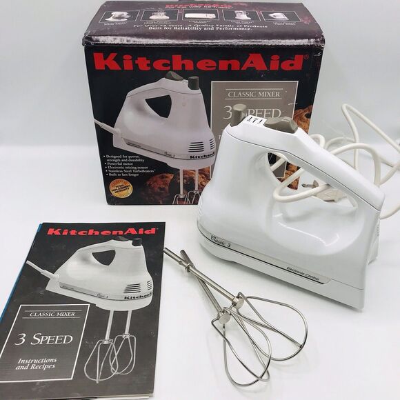 KitchenAid Classic Hand Mixer 3 Speed KHM3WH White Version Tested Working - Picture 1 of 8
